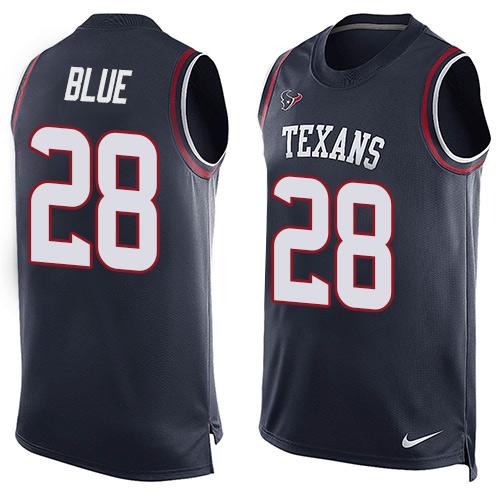 Texans #28 Alfred Blue Navy Blue Team Color Men's Stitched NFL Limited Tank Top Jersey